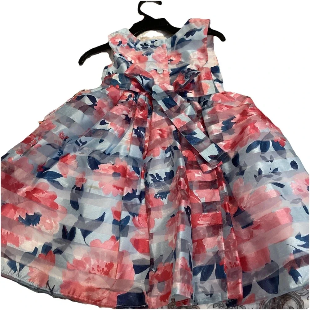 Joan Michelle‎ Toddler Size 2 Sleeveless Pink And Blue Striped Petticoat Dress